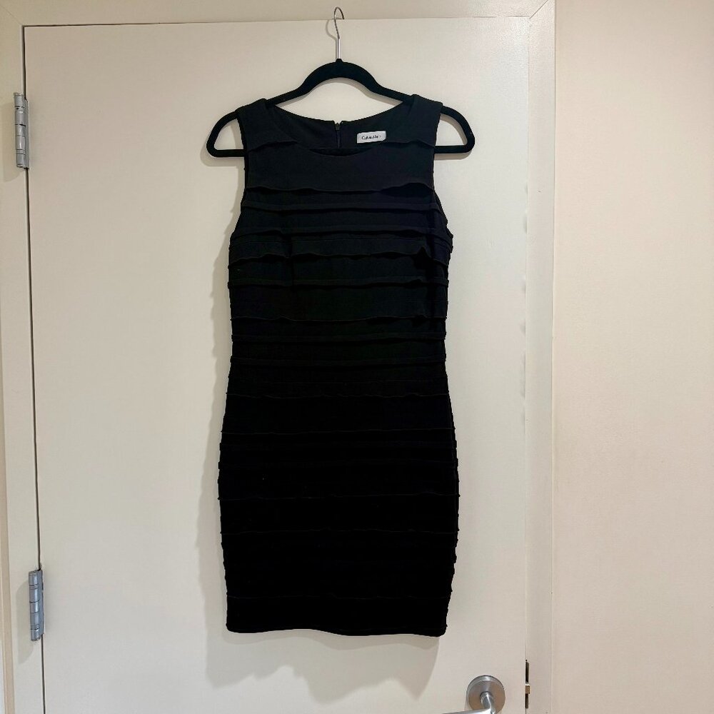 Calvin Klein Black Tiered Sheath Dress